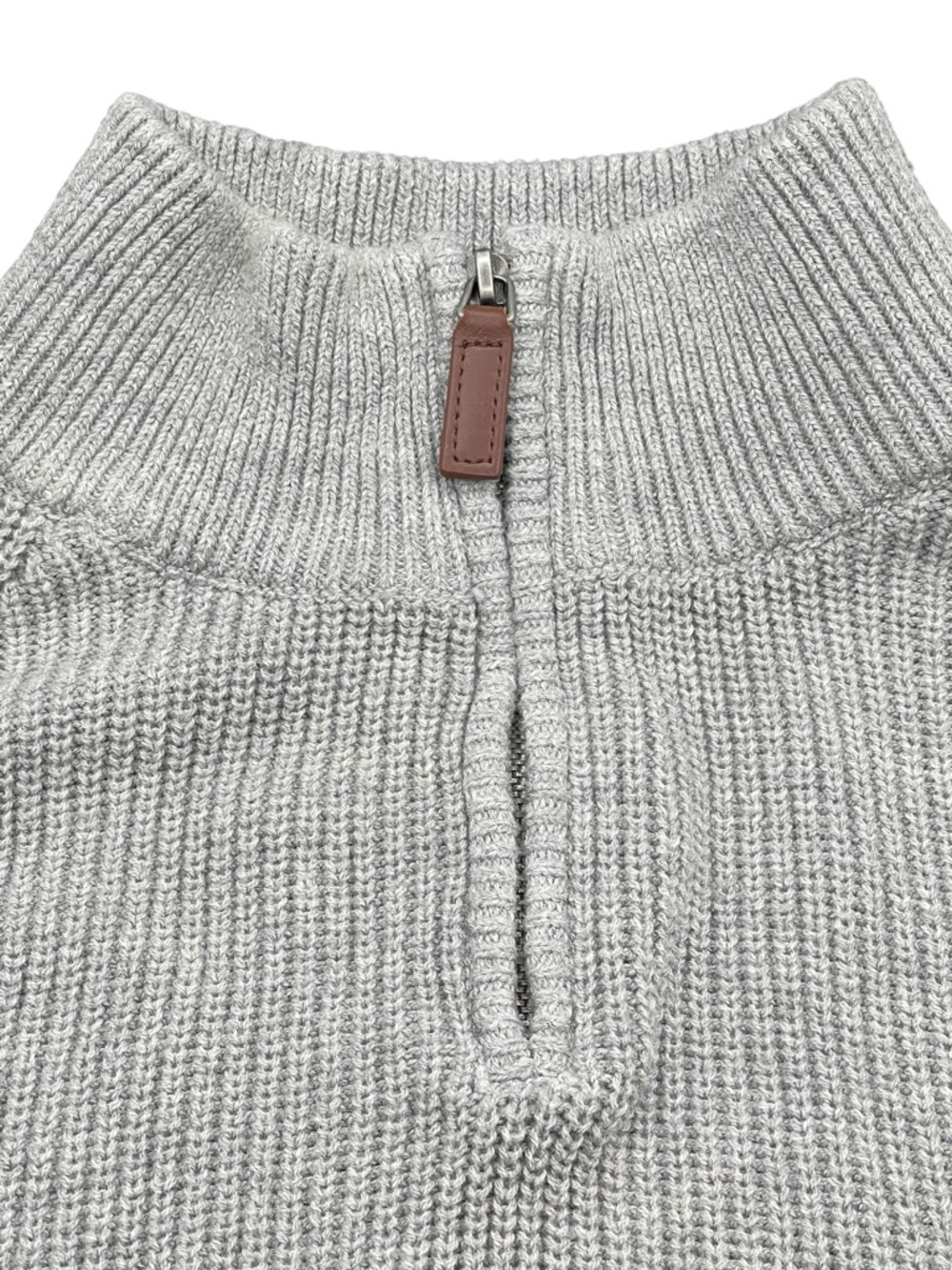 BANANA REPUBLIC Men's Light Gray Zip Mock-Neck Sweater Men’s Medium - Picture 3 of 8